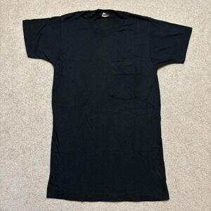 Vtg 80s BVD Black Selvedge Pocket Tee Shirt Mens Medium Made USA Cotton Blank